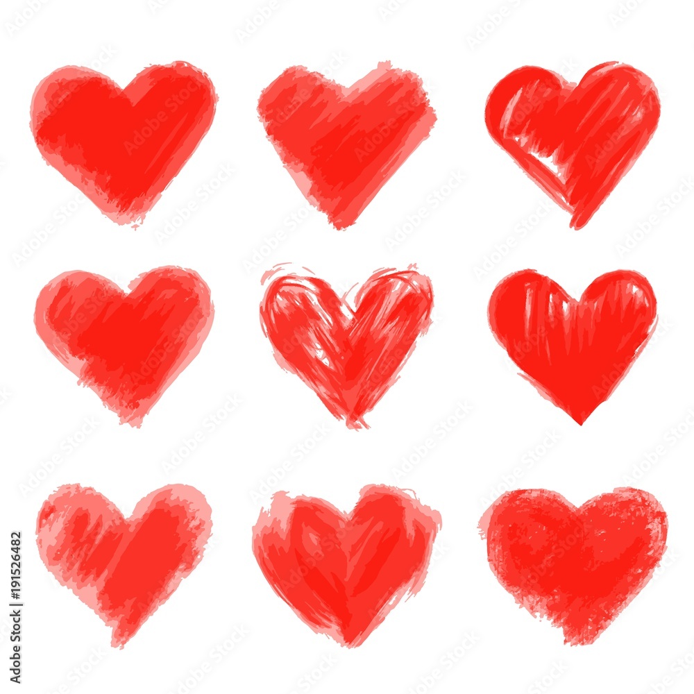 Set of hand drawn hearts. Design element. Set of hand drawn hearts. Design element.