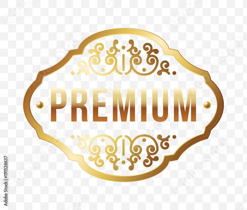 High Quality Luxury Golden Label on Transparent Background . Vector Isolated Illustration