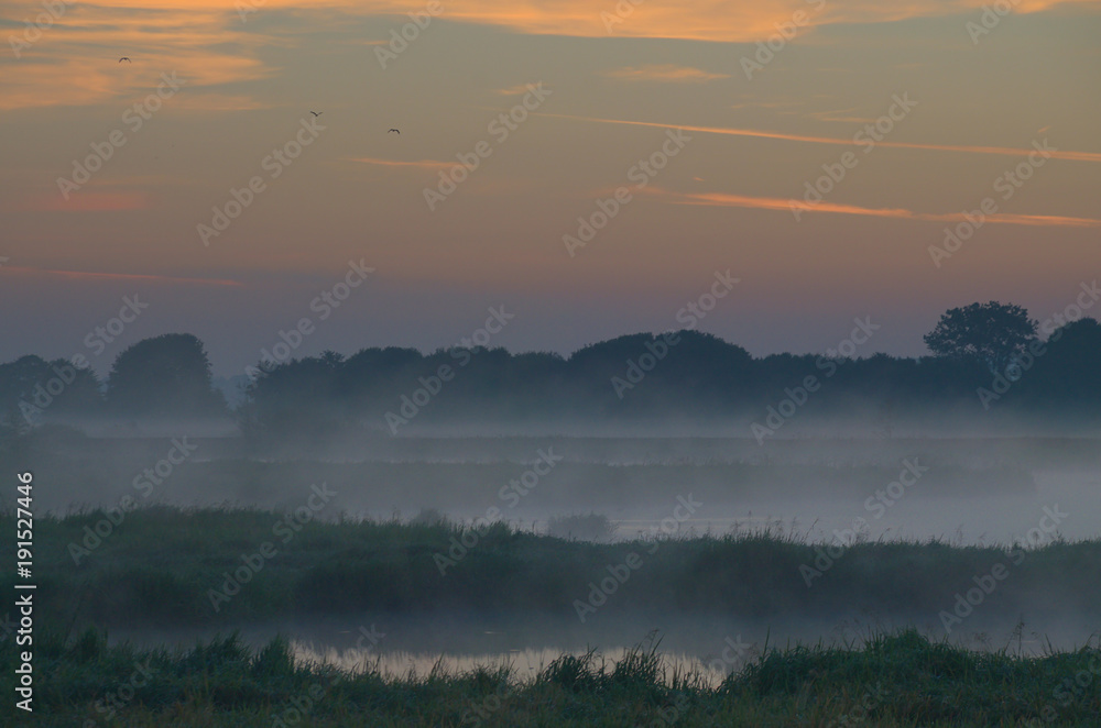 Naklejka premium Lot o świcie