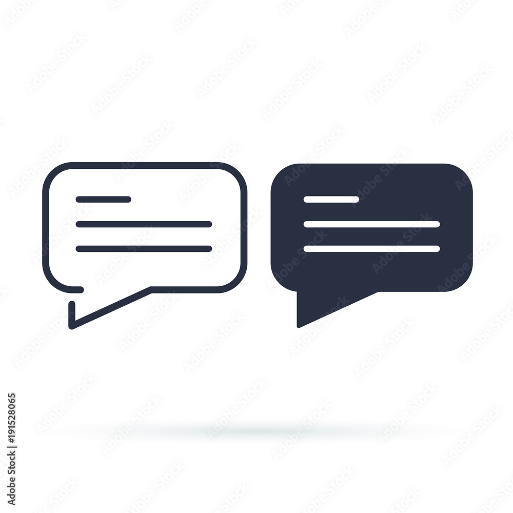 Chat bubble simple icon. Line and solid version, dialogue outline and filled vector sign. Linear and full pictogram Chat bubble simple icon. Line and solid version, dialogue outline and filled vector sign. Linear and full pictogram