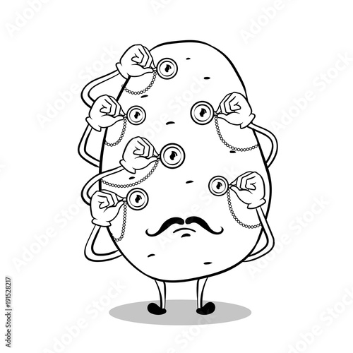 Potato and monoculars coloring book vector
