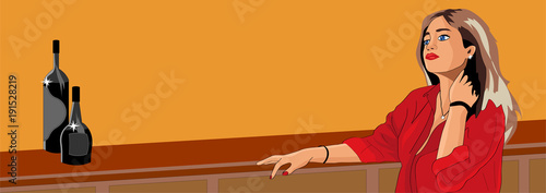 The girl at the bar, looking for drinks