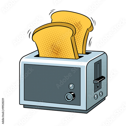 Toaster with toast pop art vector illustration