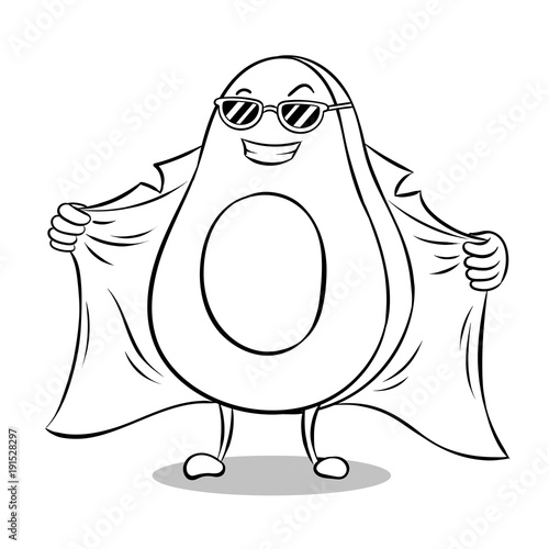 Avocado in raincoat coloring book vector