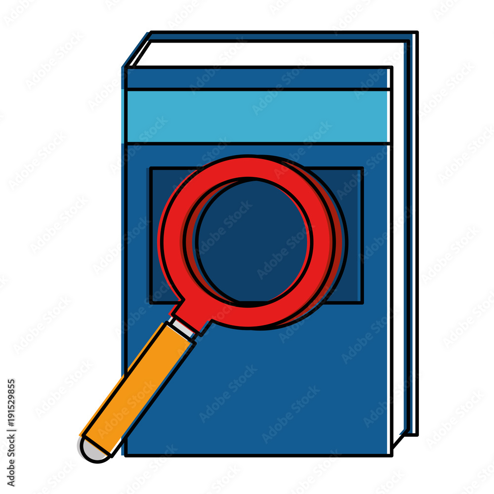 text book with magnifying glass vector illustration design text book with magnifying glass vector illustration design