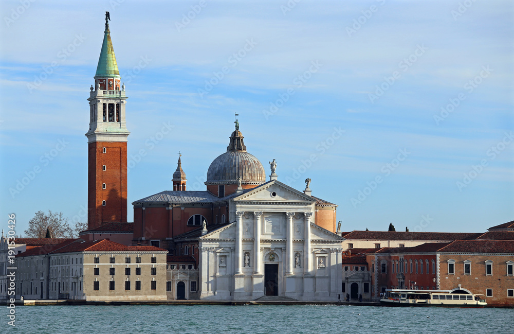Bell Tower and Church of Saint George  in Venice Italy