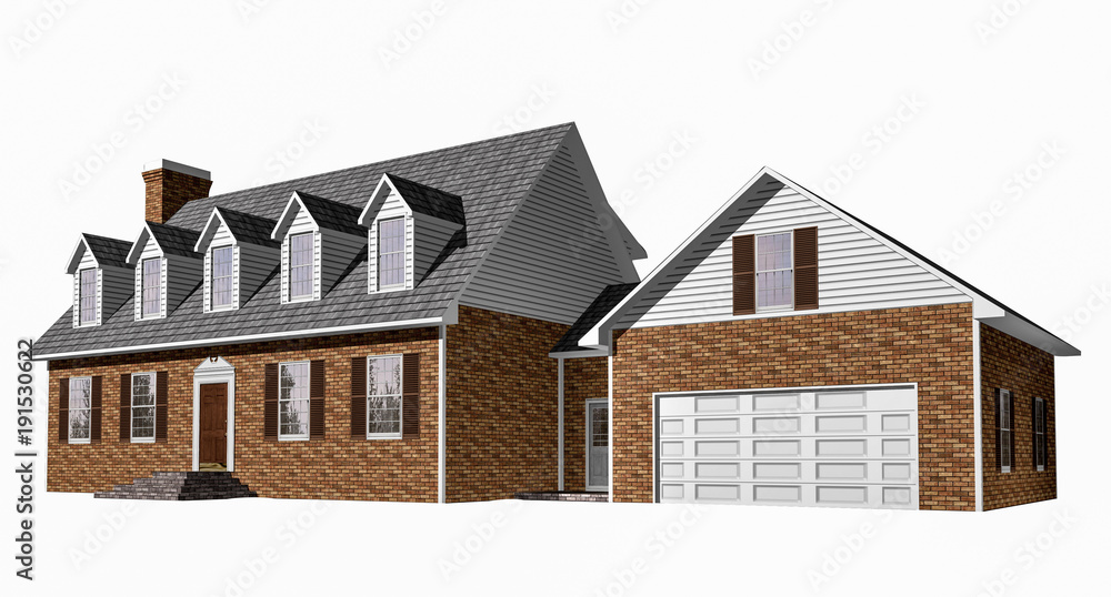 3D House illustration on a white background 3D House illustration on a white background