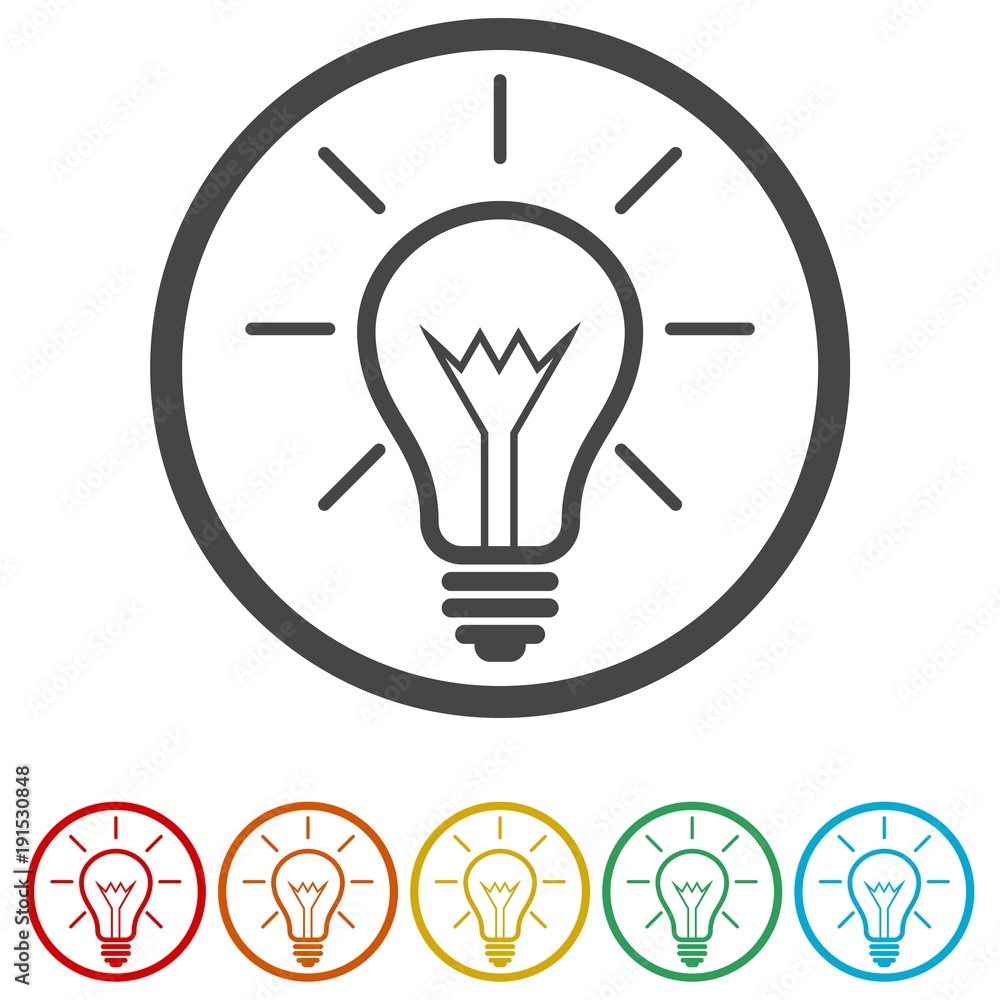 Light bulb icon, Lamp icon, 6 Colors Included Light bulb icon, Lamp icon, 6 Colors Included