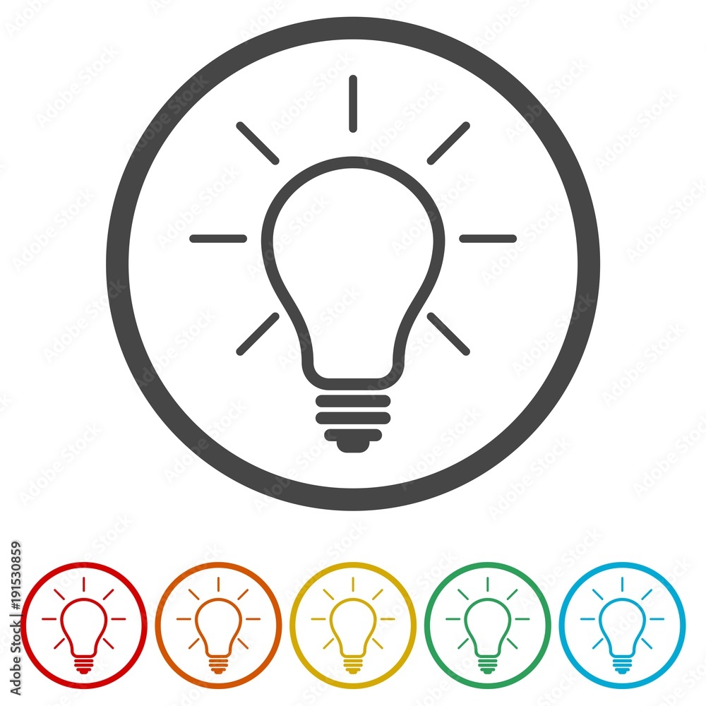 Light bulb icon, Lamp icon, 6 Colors Included Light bulb icon, Lamp icon, 6 Colors Included