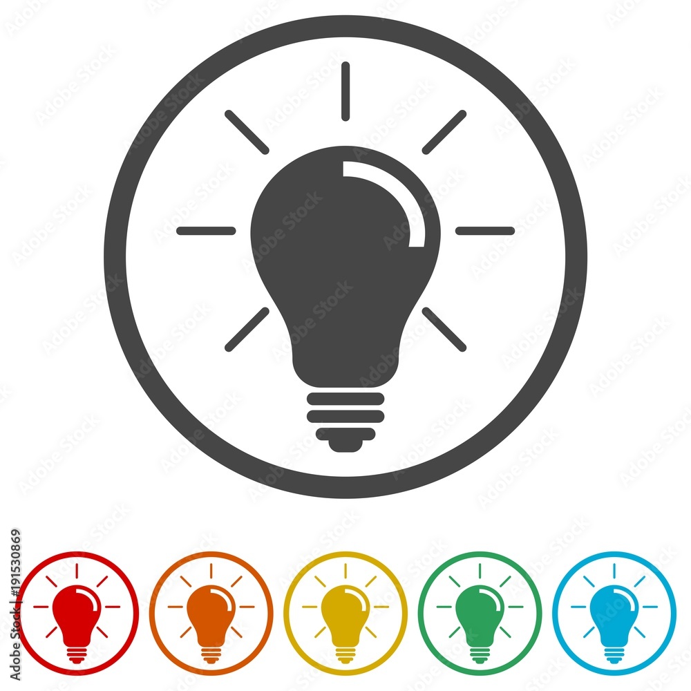 Light bulb icon, Lamp icon, 6 Colors Included Light bulb icon, Lamp icon, 6 Colors Included