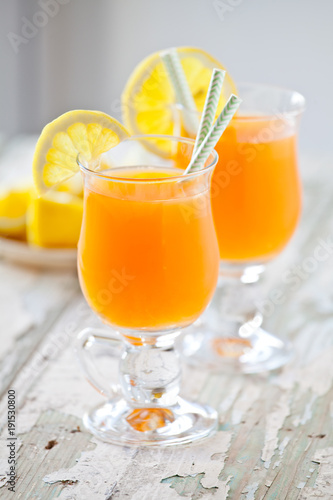Couple Of Glasses Of Refreshing Carrot Juice