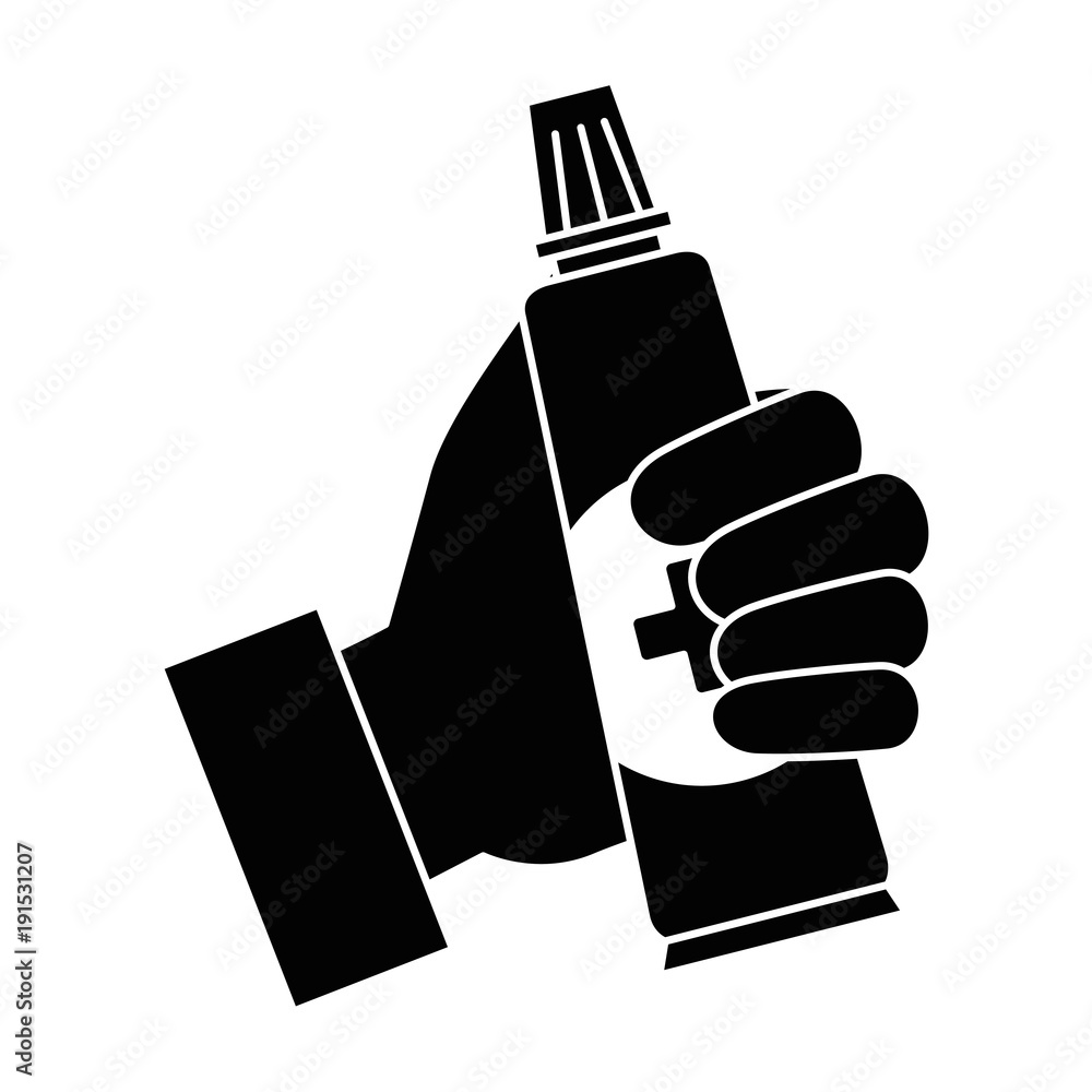 hand with medical cream isolated icon vector illustration design hand with medical cream isolated icon vector illustration design