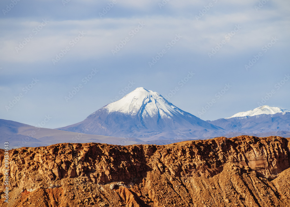View over Atacama Desert towards the Cerro Colorado, San Pedro de Atacama, Antofagasta Region, Chile