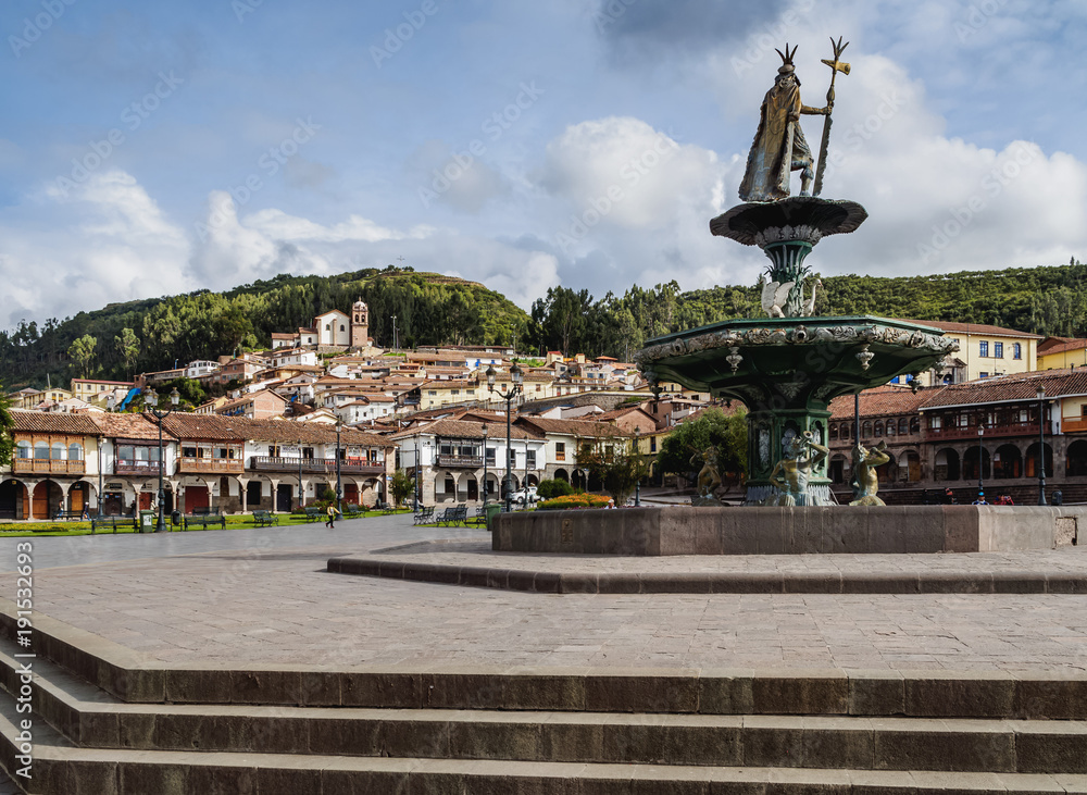 Fountain on the Main Square, Old Town, Cusco, Peru
