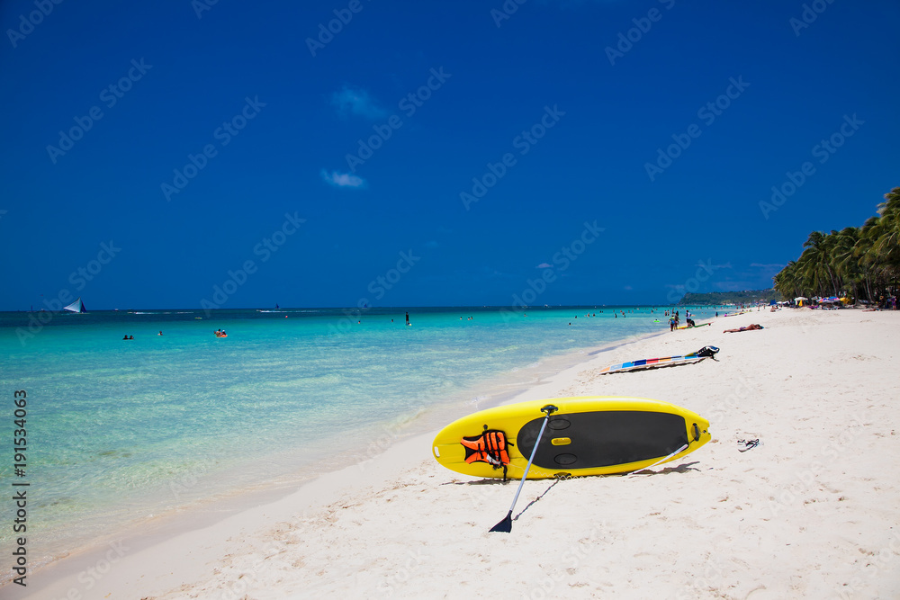 Paddle Board on White beach, Boracay. Philiphines. Paddle Board on White beach, Boracay. Philiphines.