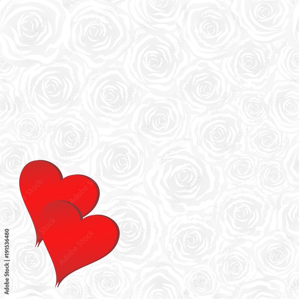 two hearts on roses background two hearts on roses background