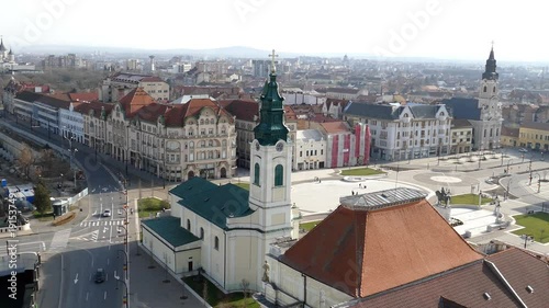 Aerial view from the city hall tower over Oradea town center