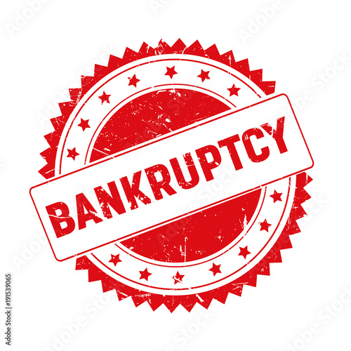 Bankruptcy red grunge stamp isolated