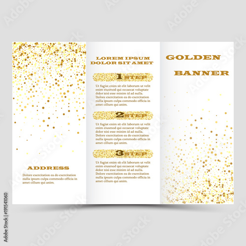 Gold sparkles on white background, banners. Golden background text. Banners logo, web, card, vip, exclusive, certificate, gift, luxury, privilege, voucher, store, present, shopping, sale. photo