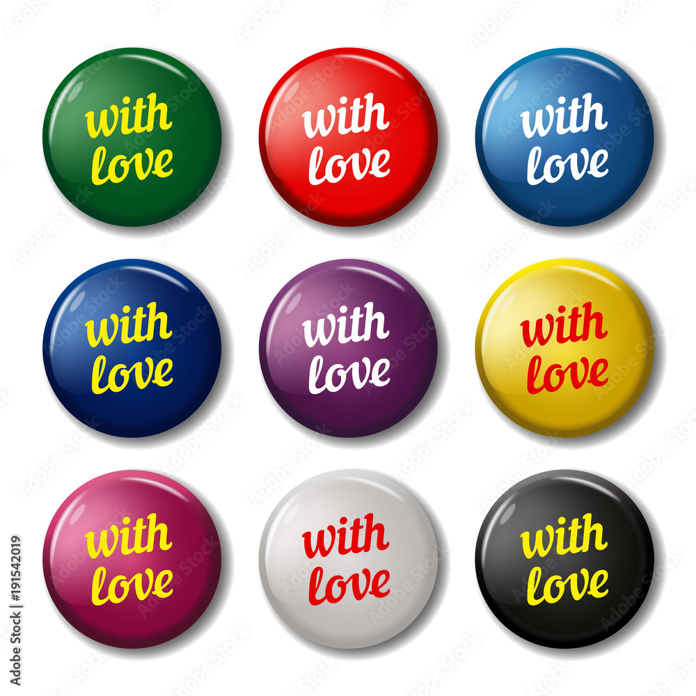 Bright round labels with words Bright round labels with words