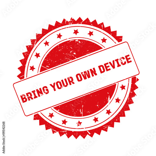 Bring Your Own Device red grunge stamp isolated