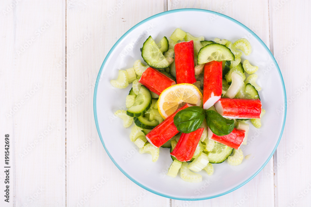Spicy salad with crab sticks