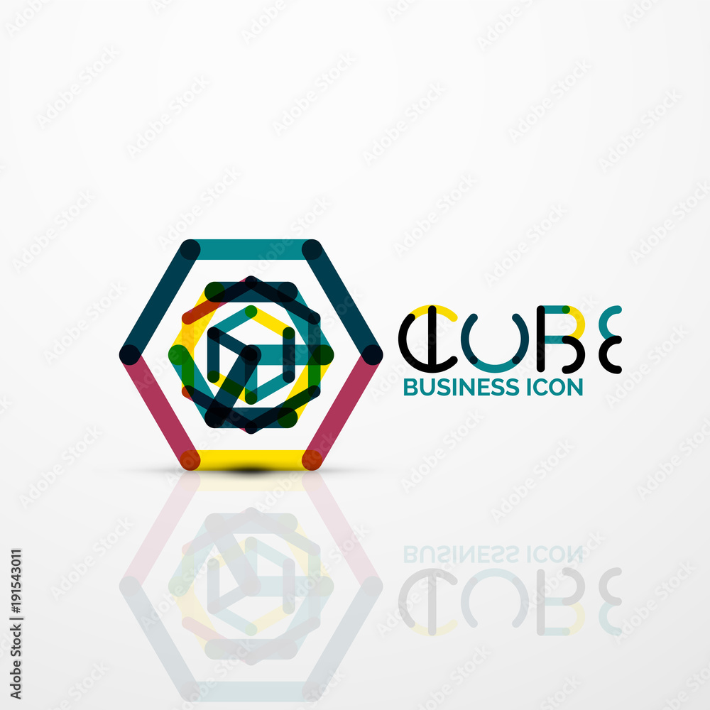 Cube idea concept logo, line Cube idea concept logo, line