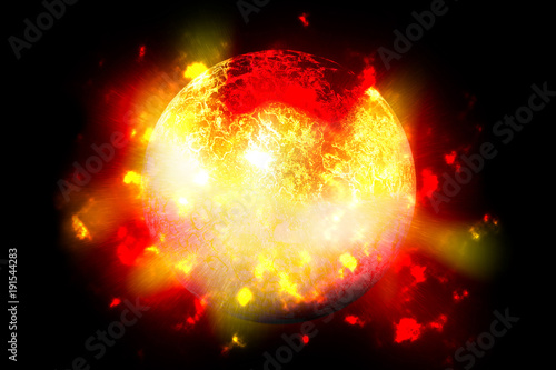 Fototapeta Naklejka Na Ścianę i Meble -  Planet / Planet burning in space, digital retouch.