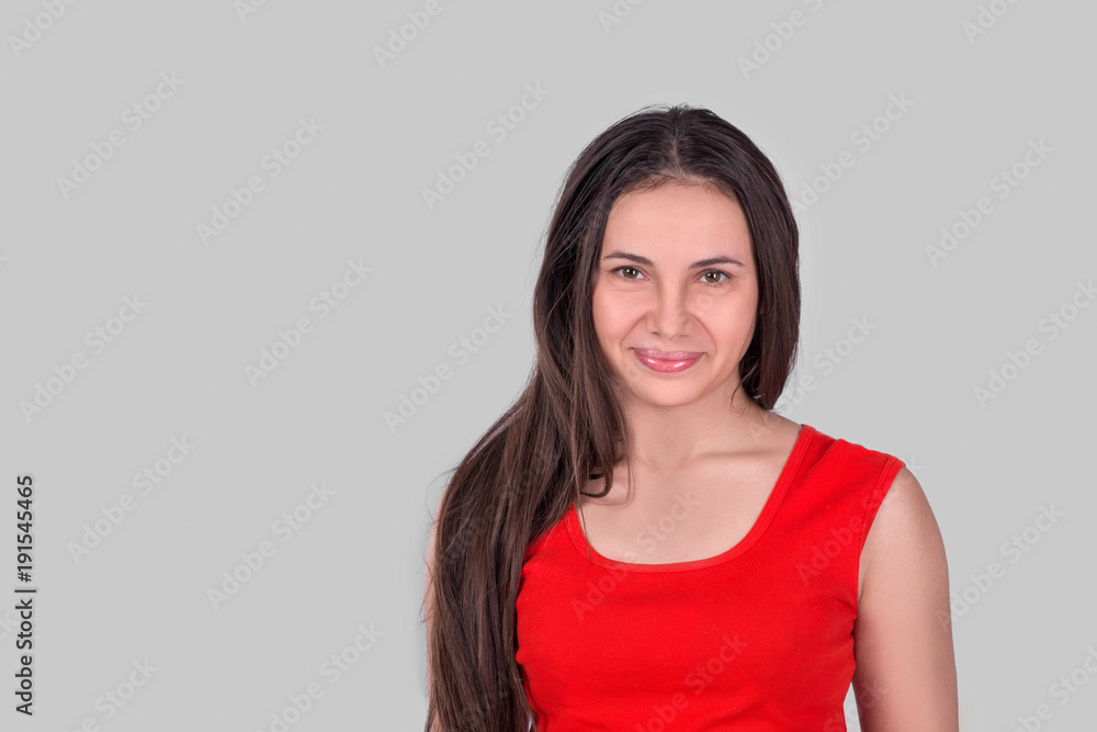 Obraz premium Portrait of the beautiful woman of the brunette with long hair.
