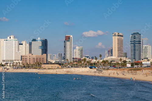 tel aviv skyline with beach