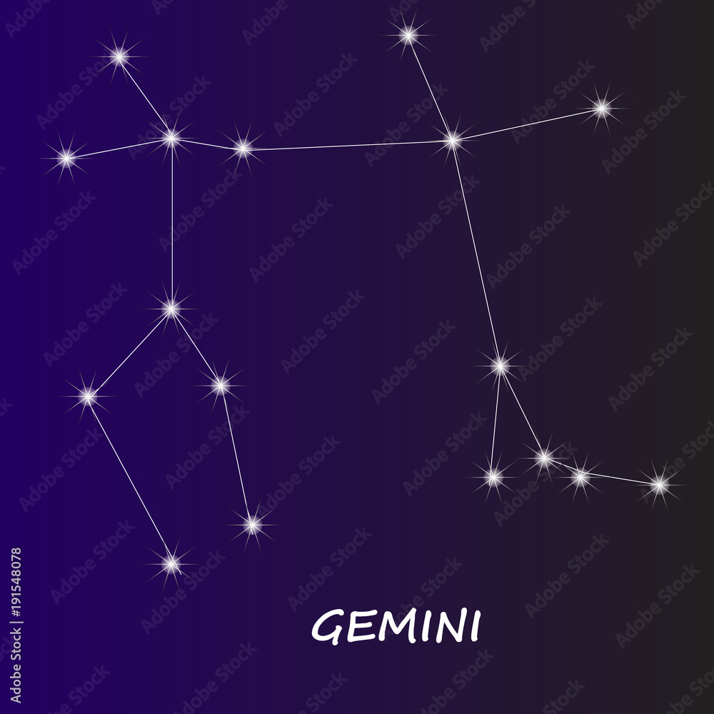 The constellation of Gemini on a blue background The constellation of Gemini on a blue background