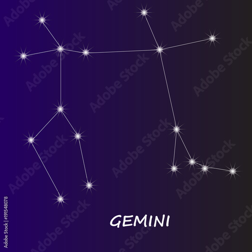 The constellation of Gemini on a blue background