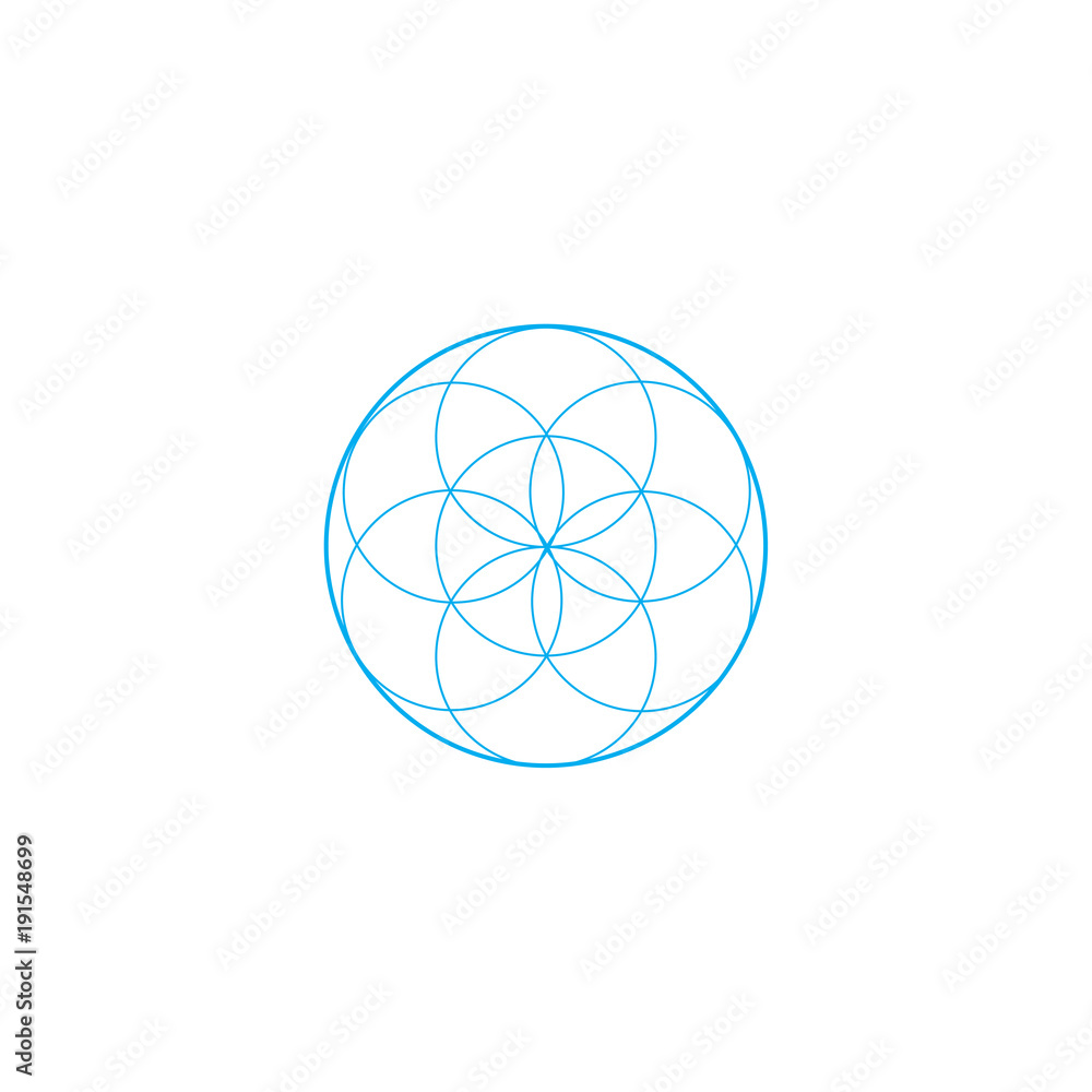 Vector sacred geometry illustration: Flower of Life, also known as seed of life. Vector sacred geometry illustration: Flower of Life, also known as seed of life.