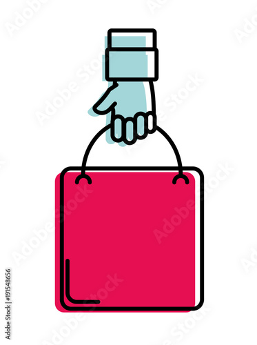 color man hand with shopping bag market