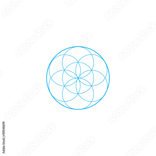 Vector sacred geometry illustration: Flower of Life, also known as seed of life.