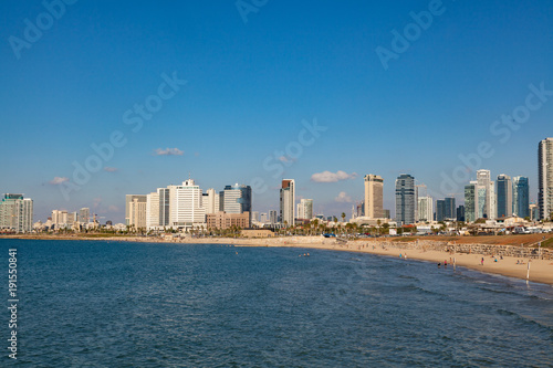 Tel Aviv skyline with beach © robert birnbach