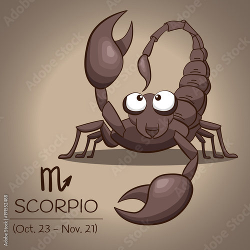 Scorpio zodiac sign, retro brown scorpion in vector EPS10