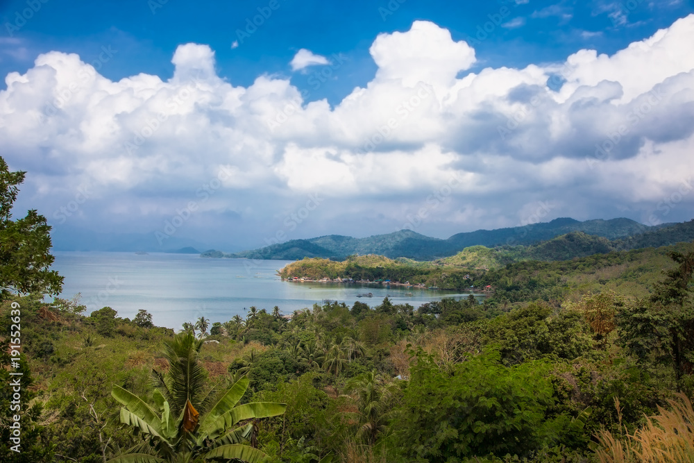 Panoramic view on Incredible beauty of Marimegmeg beach at Palawan,  Philippines.