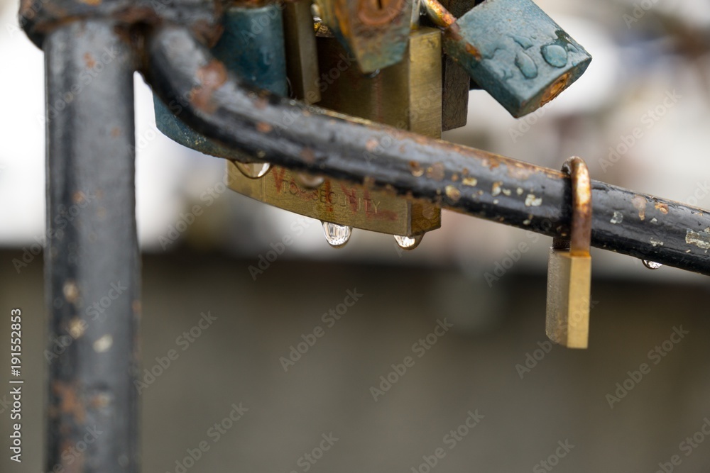 Padlocks on the well in the center of Zilina city. Slovakia Padlocks on the well in the center of Zilina city. Slovakia