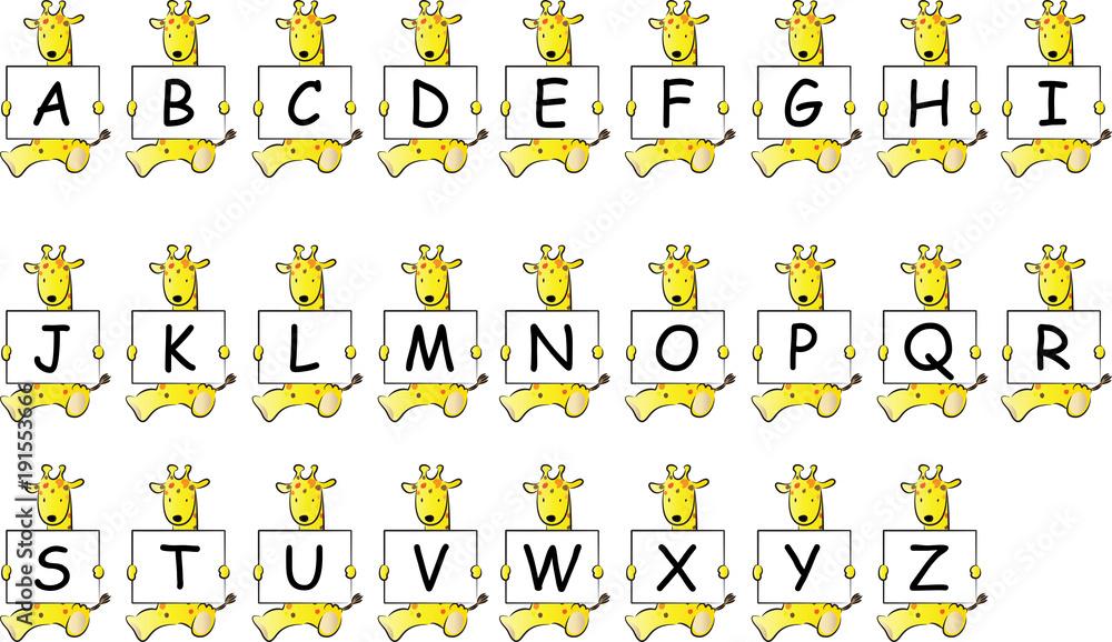 giraffe holding a card about ABC giraffe holding a card about ABC