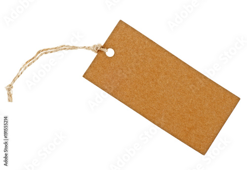 Close up of a blank price label on white background. Tag on white background.