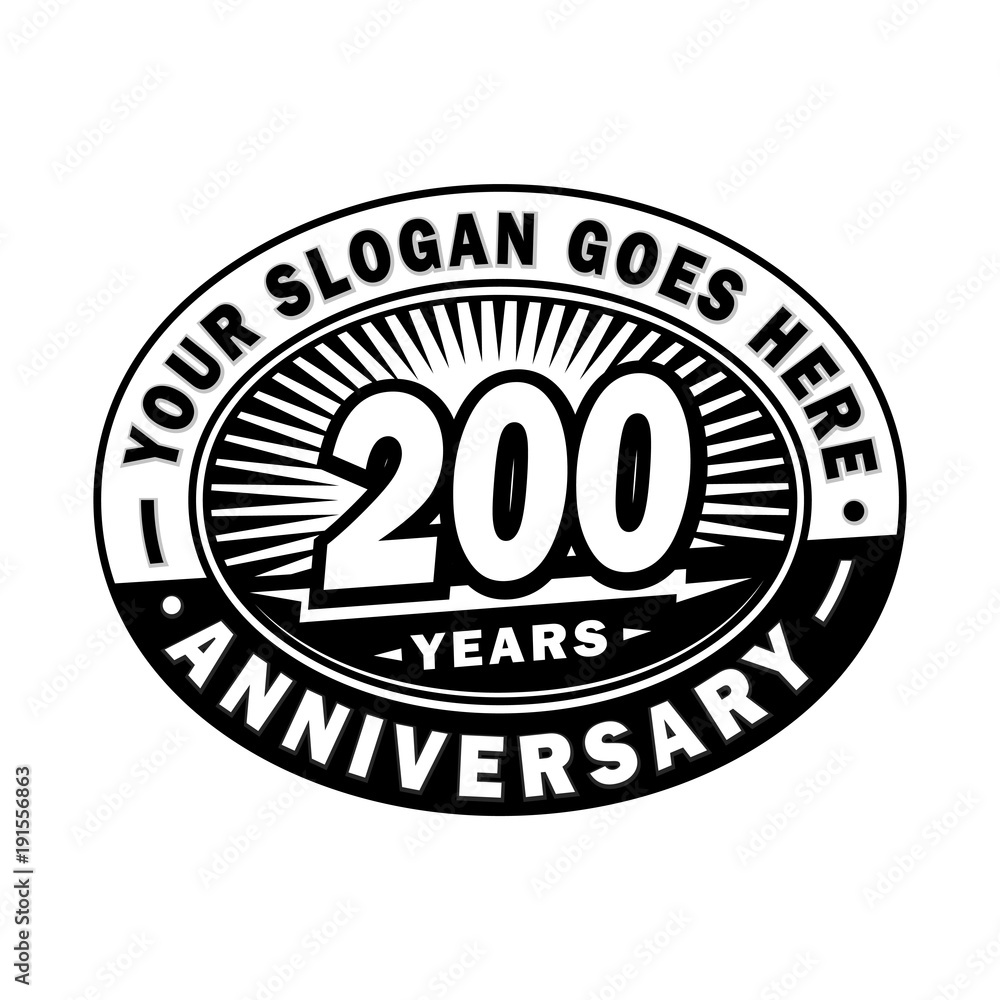 200 years anniversary design template. Vector and illustration. 200th logo. 