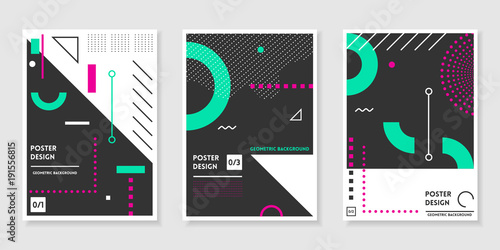 Covers templates set with trendy geometric patterns
