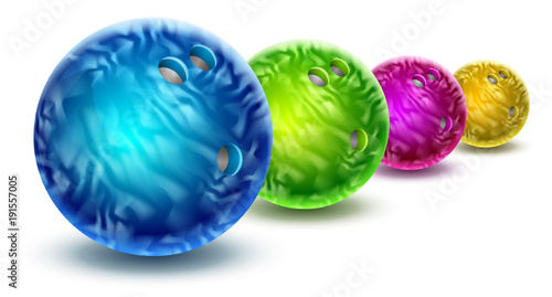 Bowling balls isolated with color marble texture.