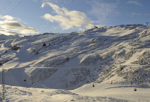 Global clima change: empty skiaerea, artifical-snow, Hochzillertal, Tirol, Austria photo