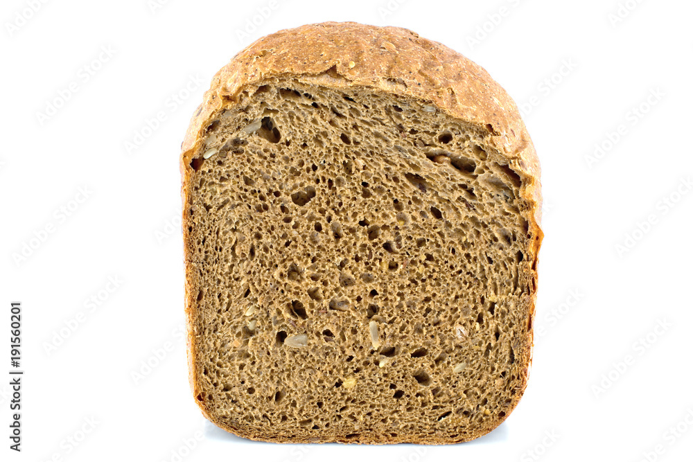 Fresh rye bread slice isolated on white background. Close up. Fresh rye bread slice isolated on white background. Close up.