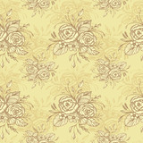 Seamless pattern with flowers bouquet   in beige in retro style for decoupage or for wallpaper or textile or  for decoration package of cosmetic perfume shampoo soap