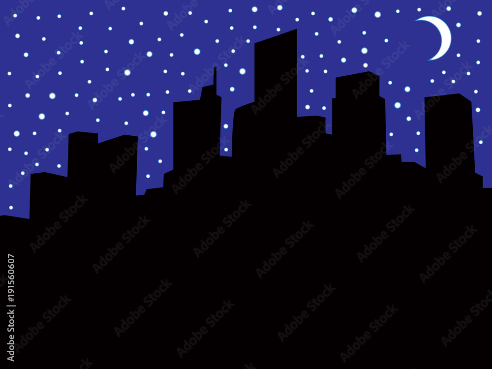 A city skyline at night during a power blackout