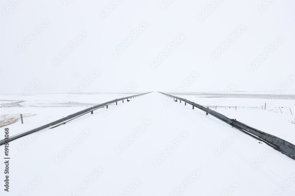 Snowy dangerous road in winter Snowy dangerous road in winter