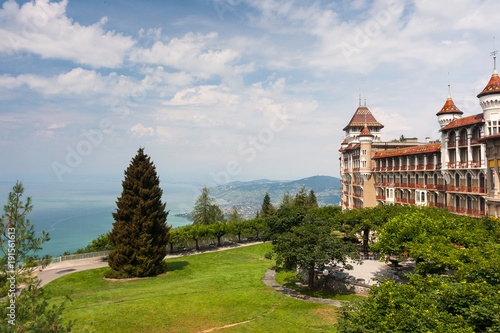 Caux Palace overlooking Lake Geneva  above the city of Montreux